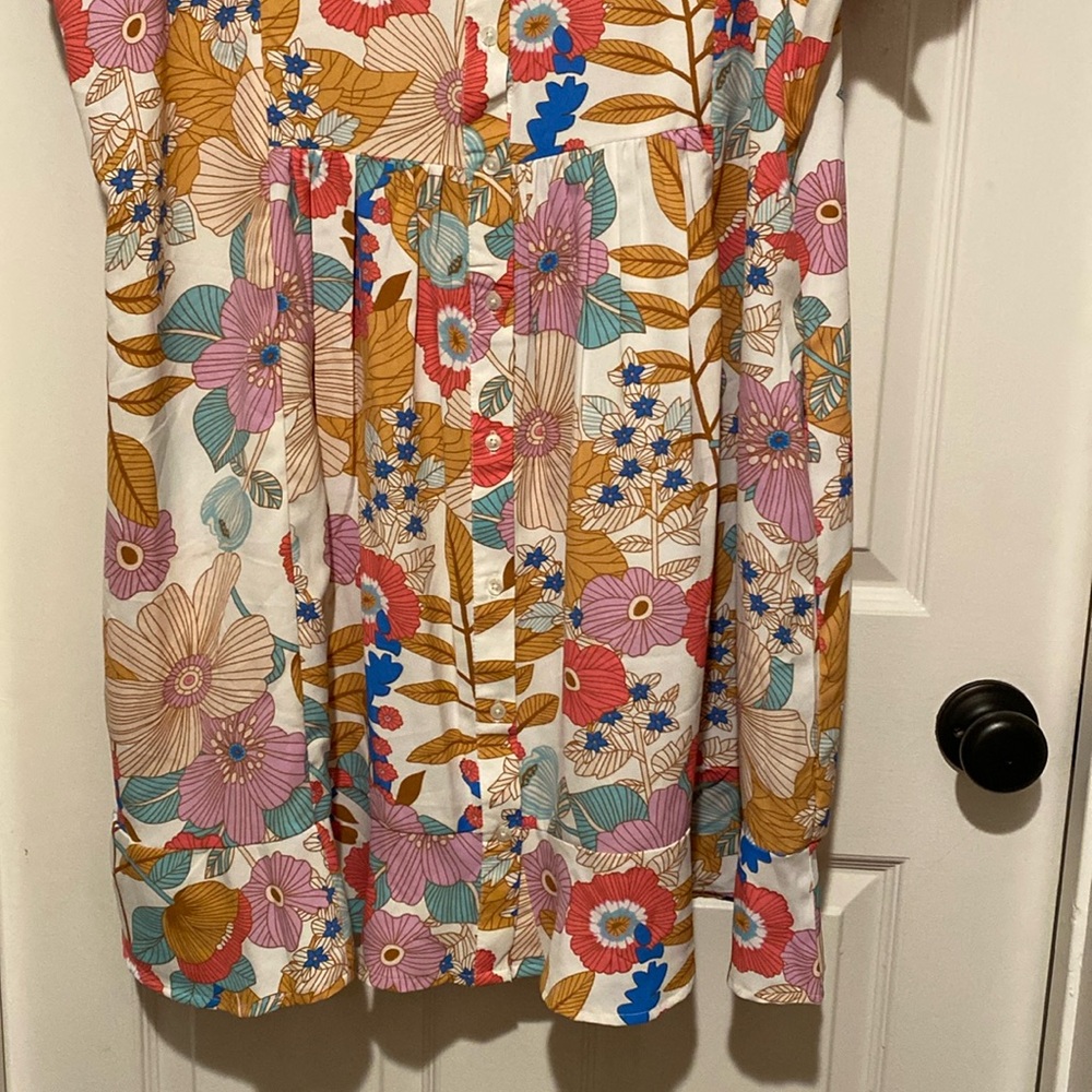 Tolani Floral Tiered Button Front Short Sleeve Dress with pockets, Women’s XL - Picture 5 of 15